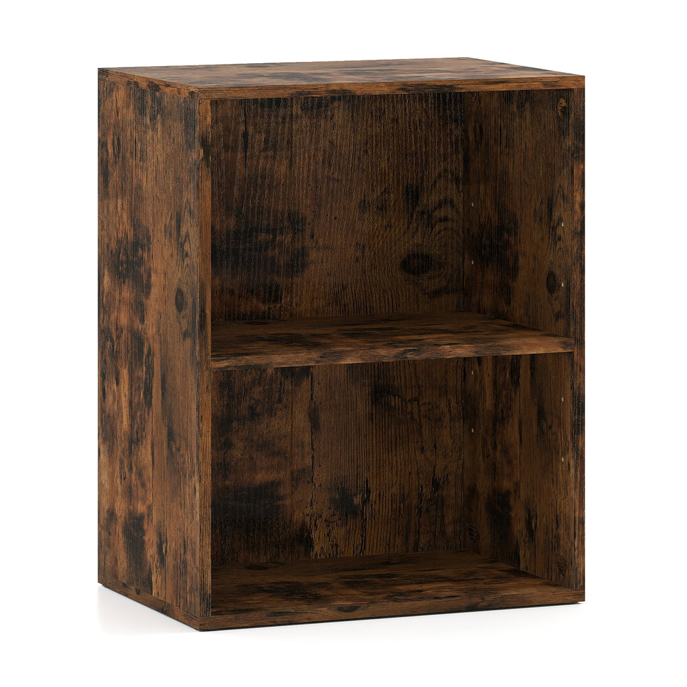 2-cube bookshelf in brown with adjustable shelf, perfect for organizing books and decorations in any space.