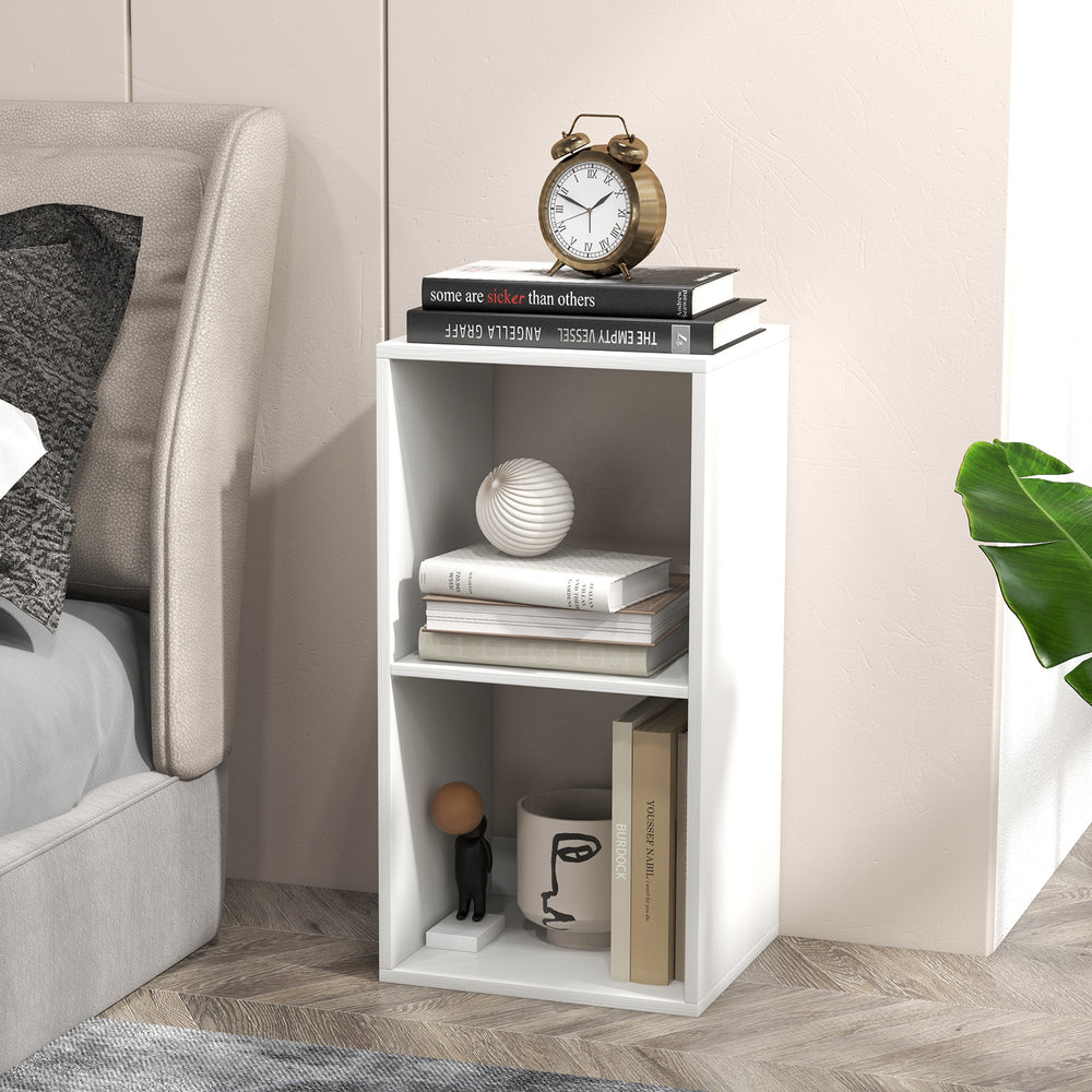 2 Cube Bookshelf with Back Guardrail for Living Room Bedroom-White - Gallery View 1 of 10