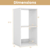 2-cube bookshelf in white with dimensions 27.5" x 14" x 13", designed for stability and elegant storage in living rooms.