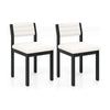 Set of 2 armless dining chairs with white sherpa upholstery and durable rubber wood frame for versatile use.