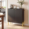 2-Door Buffet Cabinet Sideboard with Shelf and Metal Legs-Black - Gallery View 1 of 10