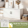 2-door shoe storage cabinet in white with adjustable shelves, designed for safety with anti-tipping kits, ideal for.