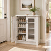 2-door shoe cabinet in white featuring fluted transparent doors and customizable storage for various shoe heights.