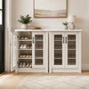 2-door white shoe cabinet with removable shelves, fluted doors, and stylish handles for organized storage in modern spaces.