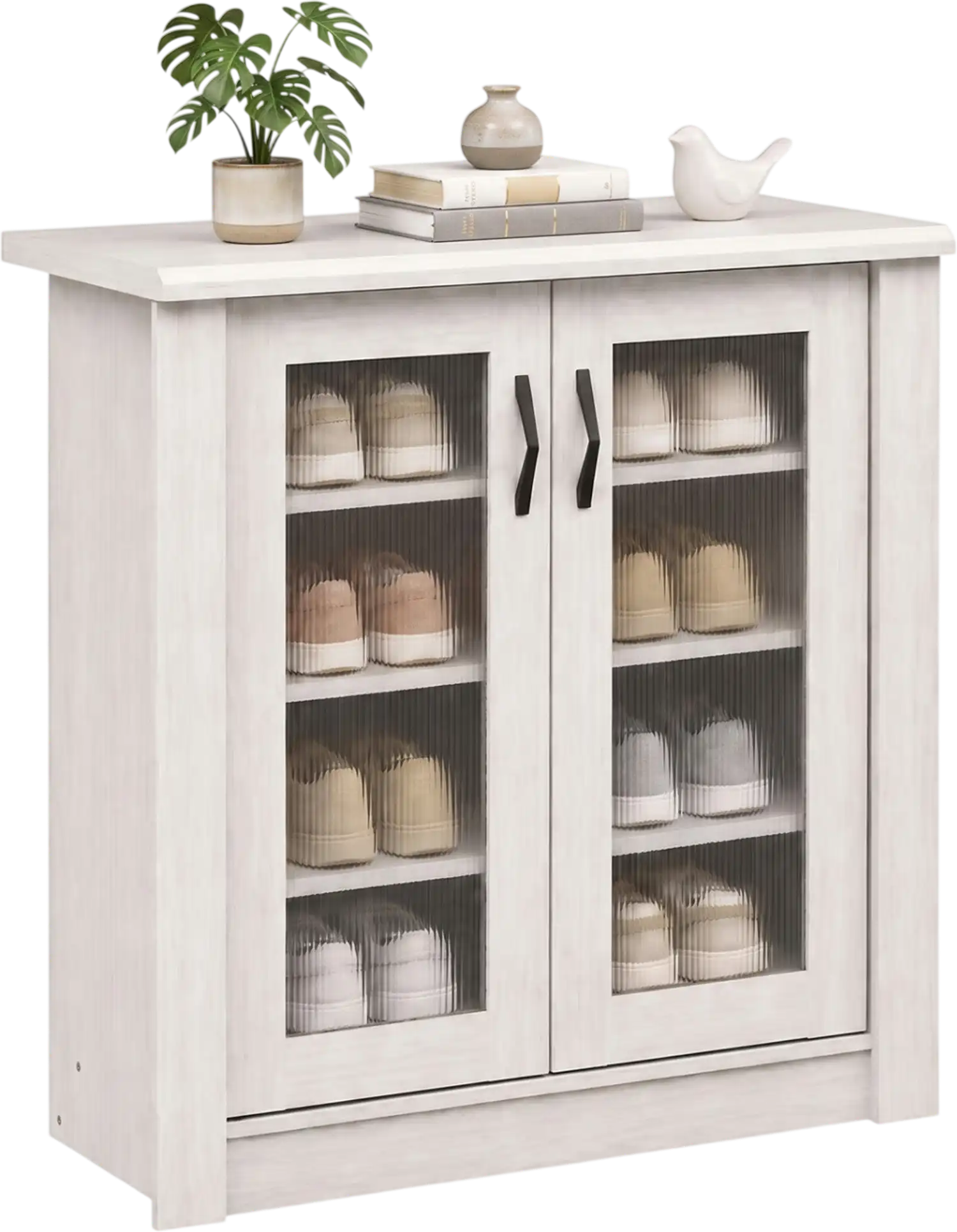 Costway 2-Door Wooden Shoe Storage Cabinet Organizer 26860467 New