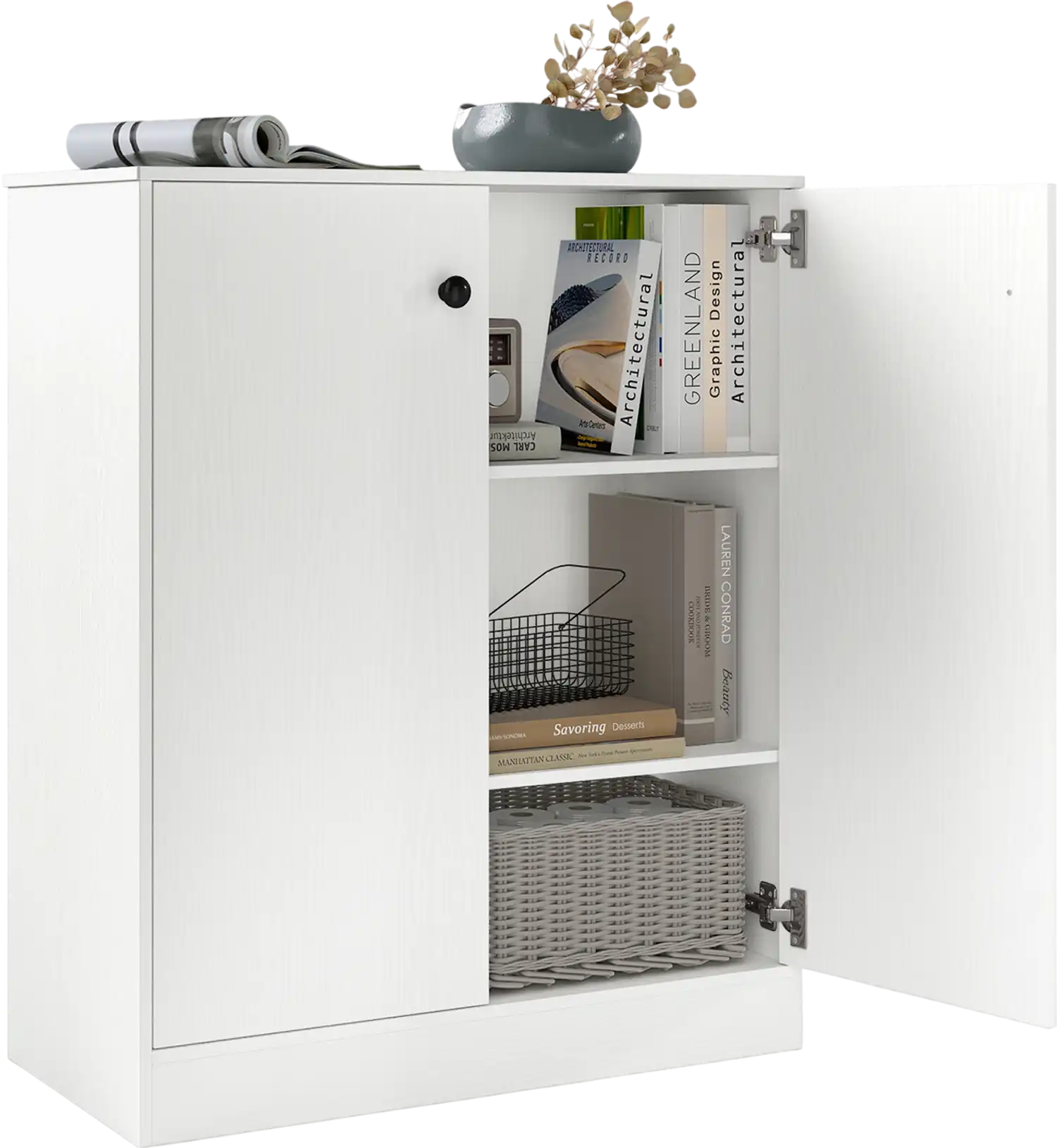 Costway 2-Door Storage Base Cabinet w/ 3-Tier Shelf 36741928 New