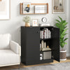 2-Door Modern Floor Storage Cabinet with 3-Tier Shelf-Black - Gallery View 1 of 10