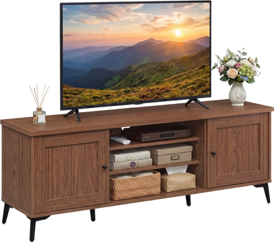 Costway 2-Door Mid Century Modern TV Stand Entertainment Center for TVs up to 65