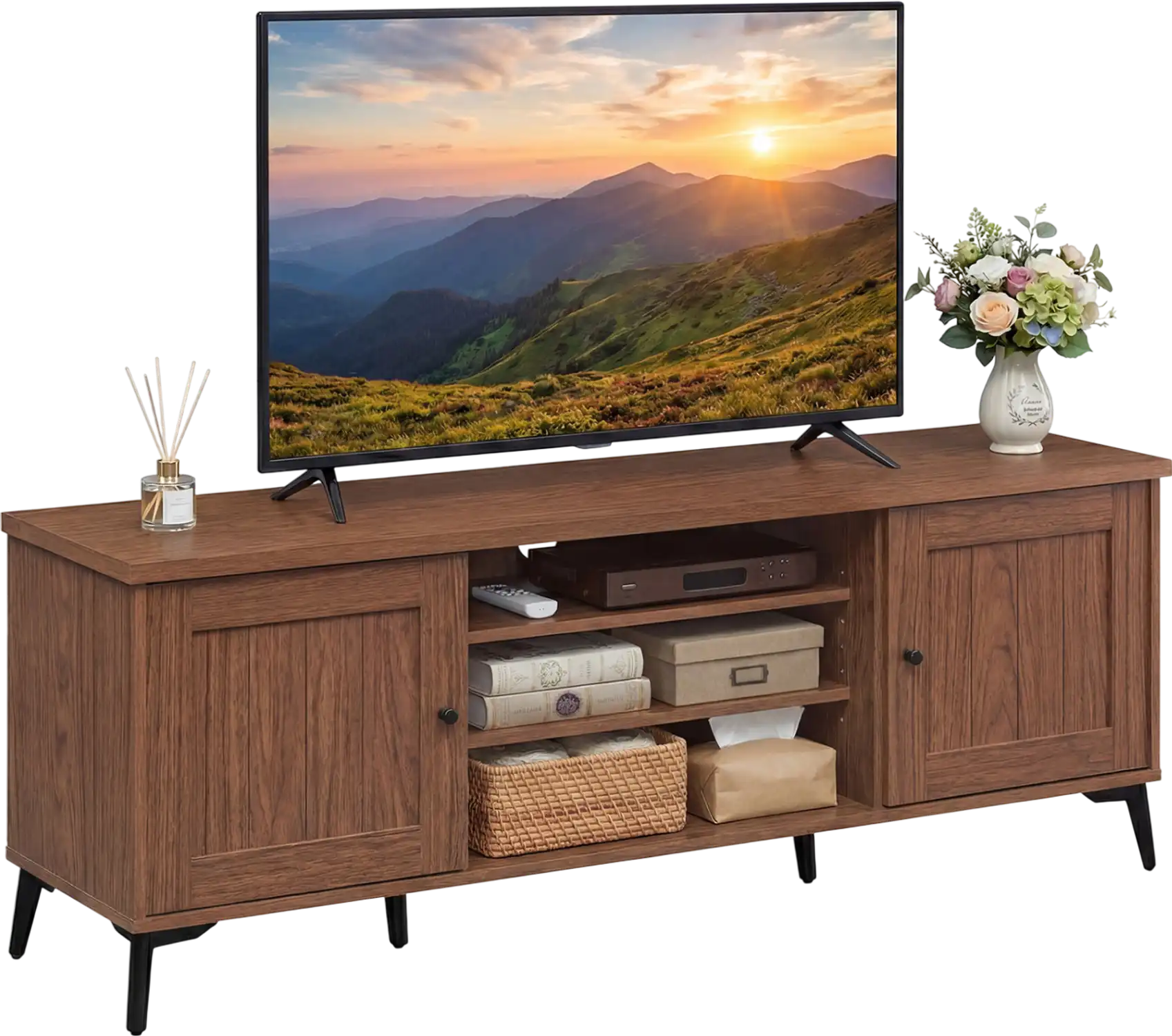 Costway Mid Century Modern 2-Door TV Stand for TVs up to 65