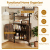 2-door wall mount bookshelf in rustic brown with open shelf and cabinet, ideal for living room or office storage.