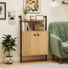 2-Door Wall Mount Bookshelf with Storage Cabinet-Natural - Gallery View 1 of 9