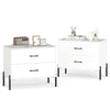 Modern 2-drawer white nightstand set with metal handles and sturdy legs, perfect for bedroom or office storage.