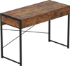 2-drawer home office desk with a brown engineered wood top and sturdy steel frame, ideal for work and gaming.