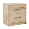 2 Drawer nightstand in oak with thickened board and non-slip foot pads, perfect for stylish storage in living room or.
