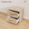 2 Drawer nightstand in oak with smooth slides, ample storage, and chic design for living room or bedroom use.