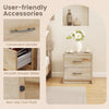 2 drawer nightstand in oak with convenient handles and smooth slides, ideal for living room or bedroom storage.