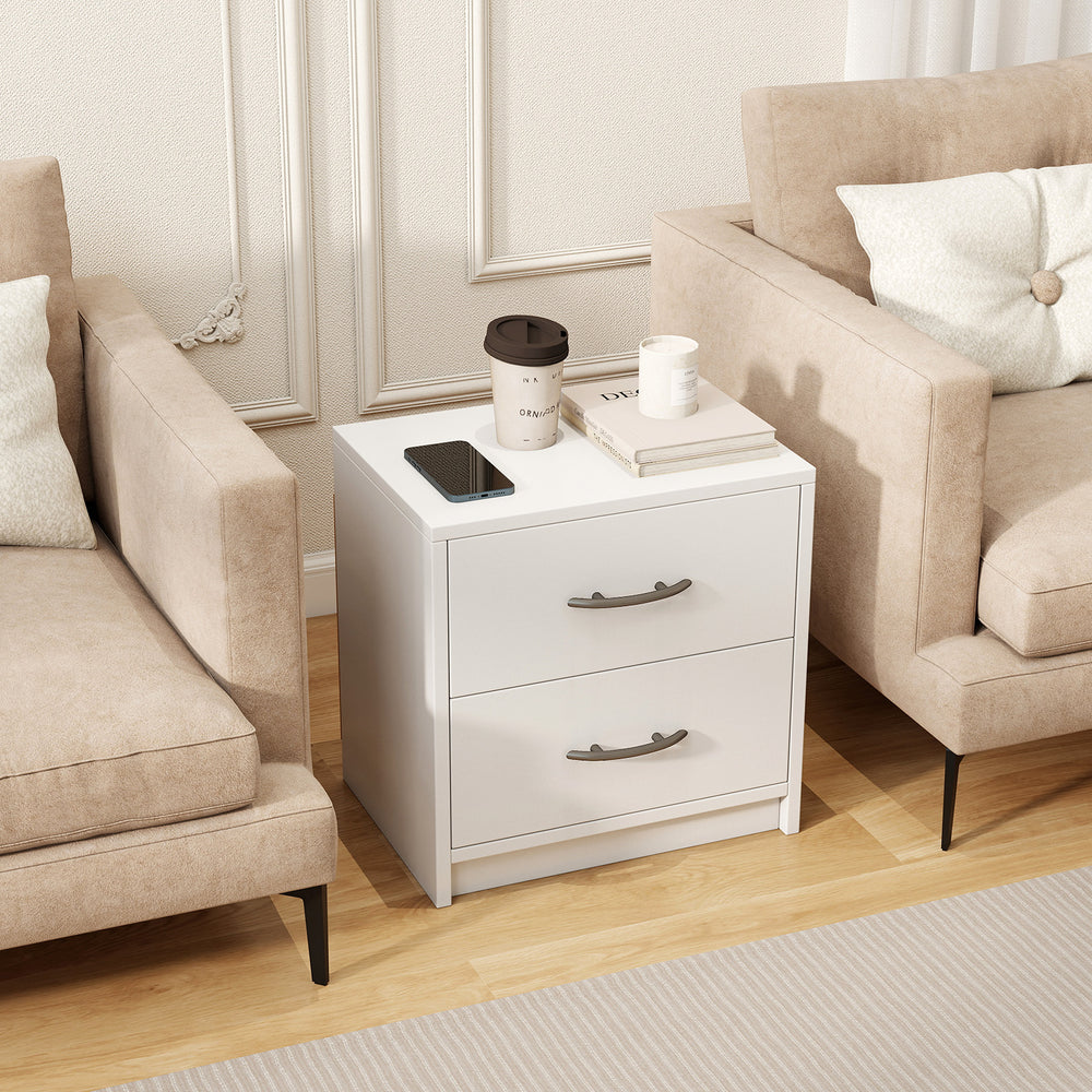 2 Drawer Nightstand with Storage for Living Room-White - Gallery View 1 of 9