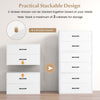 2-drawer stackable storage cabinet in white with handles, ideal for living room or office organization.
