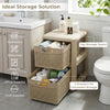 2-drawer storage organizer in brown with wicker patterns, perfect for cosmetics and office supplies on countertops.