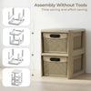 2-drawer storage organizer in brown with wicker patterns, ideal for cosmetics and office supplies, features tool-free.