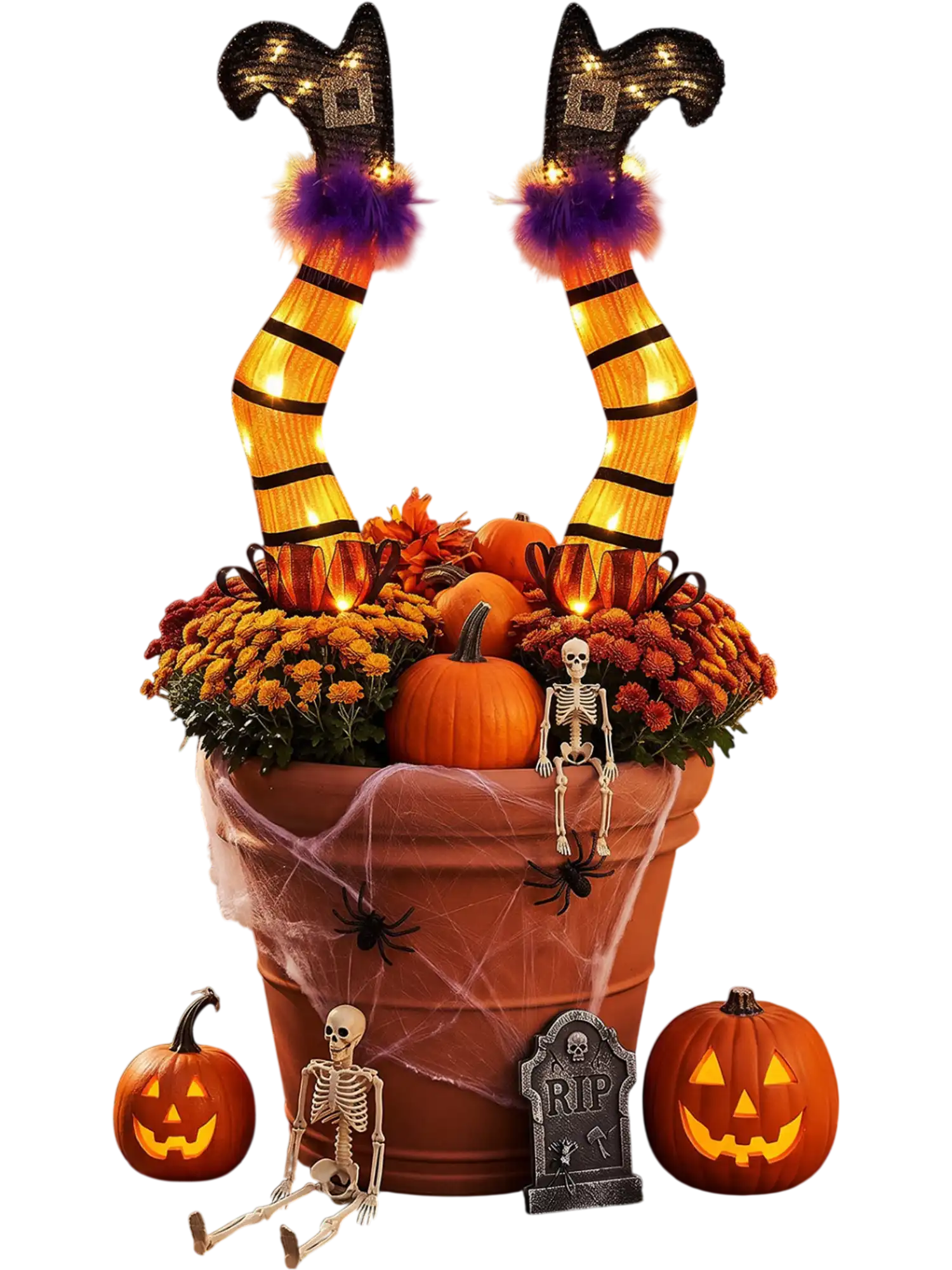 Costway Set of 2 2' Lighted Witch Legs Halloween Decorations Battery Operated 45103785 New
