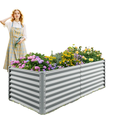 Costway 6' x 3' x 2' Metal Rectangular Raised Garden Bed Open Bottom Gray 20139786 New
