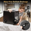 Countertop ice ball maker in black with mess-free bottom drainage, producing 2" ice spheres in 38 minutes for home bars.