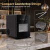 Countertop ice ball maker in black produces 2" ice spheres in 38 minutes, perfect for home bars and low-noise operation.