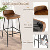 Industrial bar stool with low backrest, 29" height, sturdy metal frame, and footrests, perfect for kitchen islands.