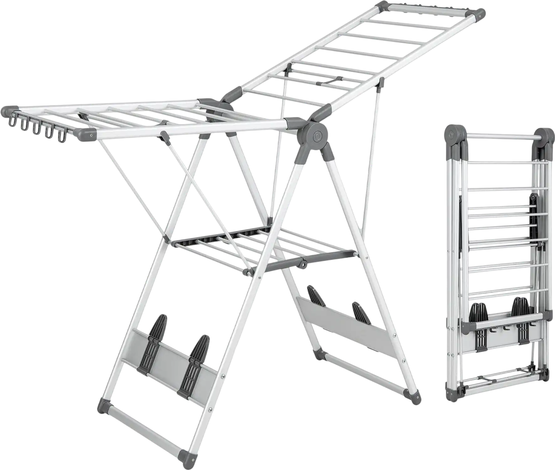 Costway 2-Layer Folding Clothes Drying Rack 5-Level Adjustable Height 78543621 New