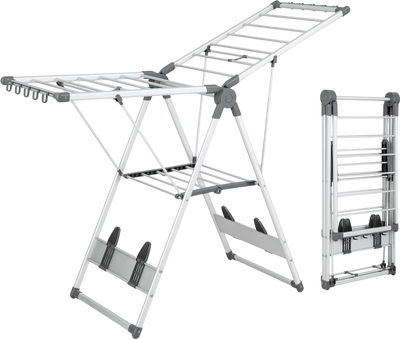 Costway 2-Layer Folding Clothes Drying Rack 5-Level Adjustable Height 78543621 New
