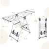 2-layer folding clothes drying rack with adjustable height, featuring a sturdy A-frame design for versatile drying.