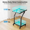2-layer audio rack mount with heavy-duty metal, adjustable crossbars, and 4 swivel wheels for mobility and stability.