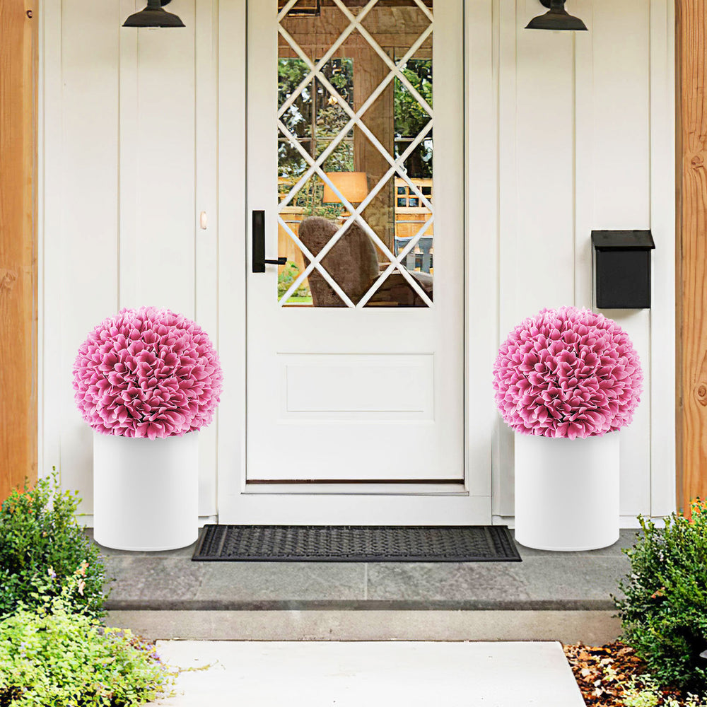 2 Pieces Artificial Plant Topiary Balls Faux Boxwood Decorative Balls-Pink - Gallery View 1 of 9