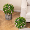Two 17.5-inch artificial topiary balls with pink flowers in a decorative pot, perfect for indoor or outdoor decor.
