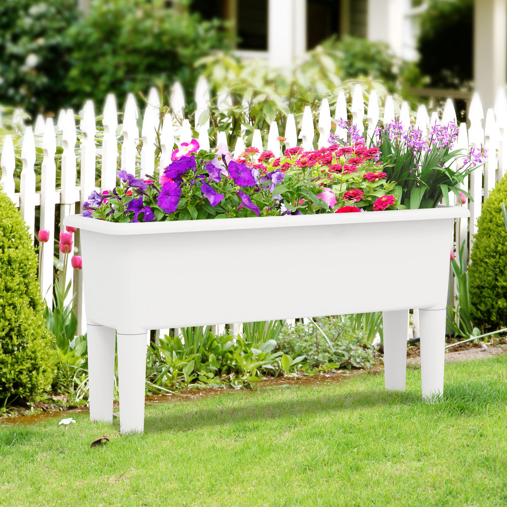 2 PCS Raised Garden Beds Self-Watering Planter Box with Detachable Legs and Drainage Hole-White - Gallery View 1 of 10