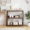 3-tier industrial bookshelf with a rustic brown finish and metal frame, ideal for stylish home organization.