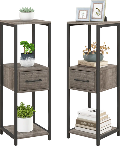 Costway 2 Pack 3 Tier Tall Metal Plant Stand w/ Drawer Display Shelf 86534921 New