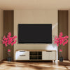 41-inch artificial plum blossom trees in red with 92 flowers, perfect for vibrant indoor decoration.