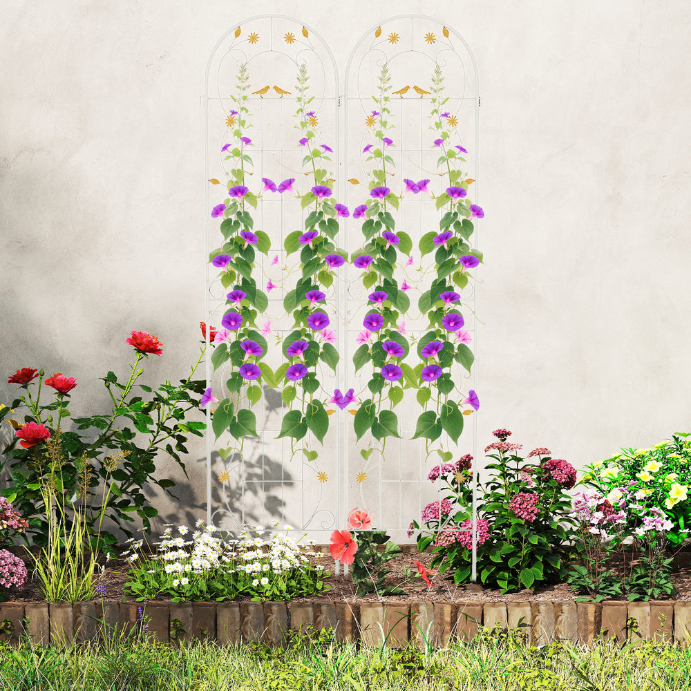 2 Pack 86.5 x 20 Inches Metal Garden Trellis for Climbing Plants-White - Gallery View 1 of 8