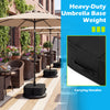 Black 90 lbs umbrella base weight sandbags with carrying handles, designed for stable support of patio umbrellas.
