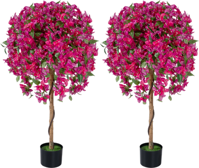 Costway 2 Pack Artificial Azalea Trees Faux Floral Plants Blooming Flowers 27844734 New