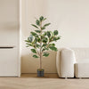Artificial Bird of Paradise plant with vibrant green leaves in a sturdy pot, perfect for living rooms or office spaces.