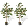 Two 4.3 feet tall artificial Bird of Paradise plants with vibrant green leaves in sturdy pots for indoor decor.