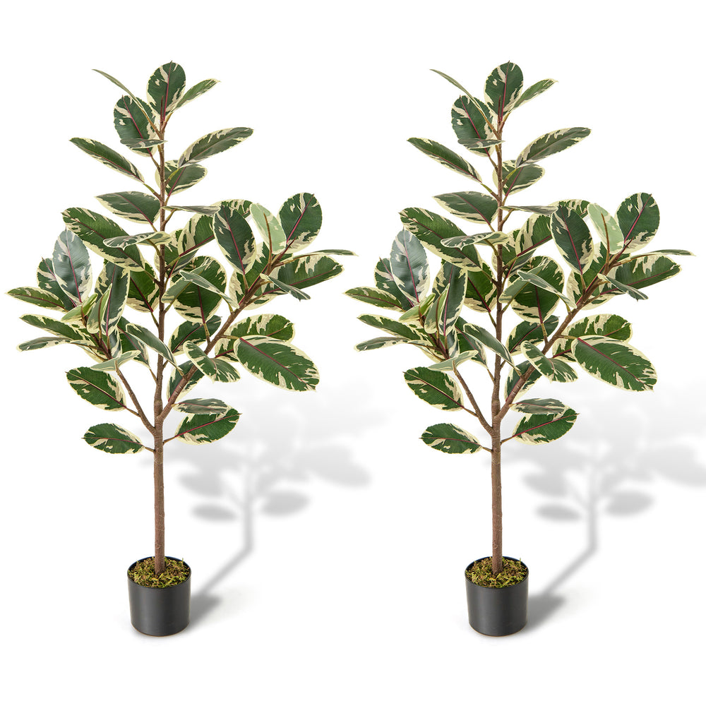 Two 4.3 feet tall artificial Bird of Paradise plants with vibrant green leaves in sturdy pots for indoor decor.