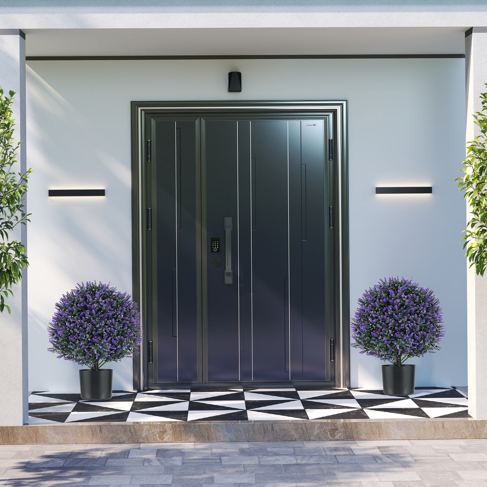 Artificial lavender topiary ball trees in pots, crafted from sun-proof PE material, perfect for adding color to your.