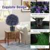 Artificial lavender topiary ball tree with purple flowers, realistic trunk, and dense faux grass for home or office.