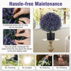 Artificial lavender topiary ball tree in a cement-filled pot, featuring vibrant purple flowers for hassle-free decor.