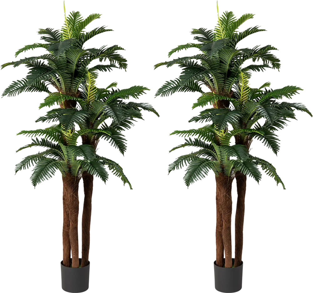 2 Pack Artificial Palm Tree 6.3 ft Tall with Adjustable Leaves