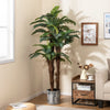 Single 6.3 ft tall artificial palm tree featuring a cement-filled base and bendable leaves for stylish indoor decor.